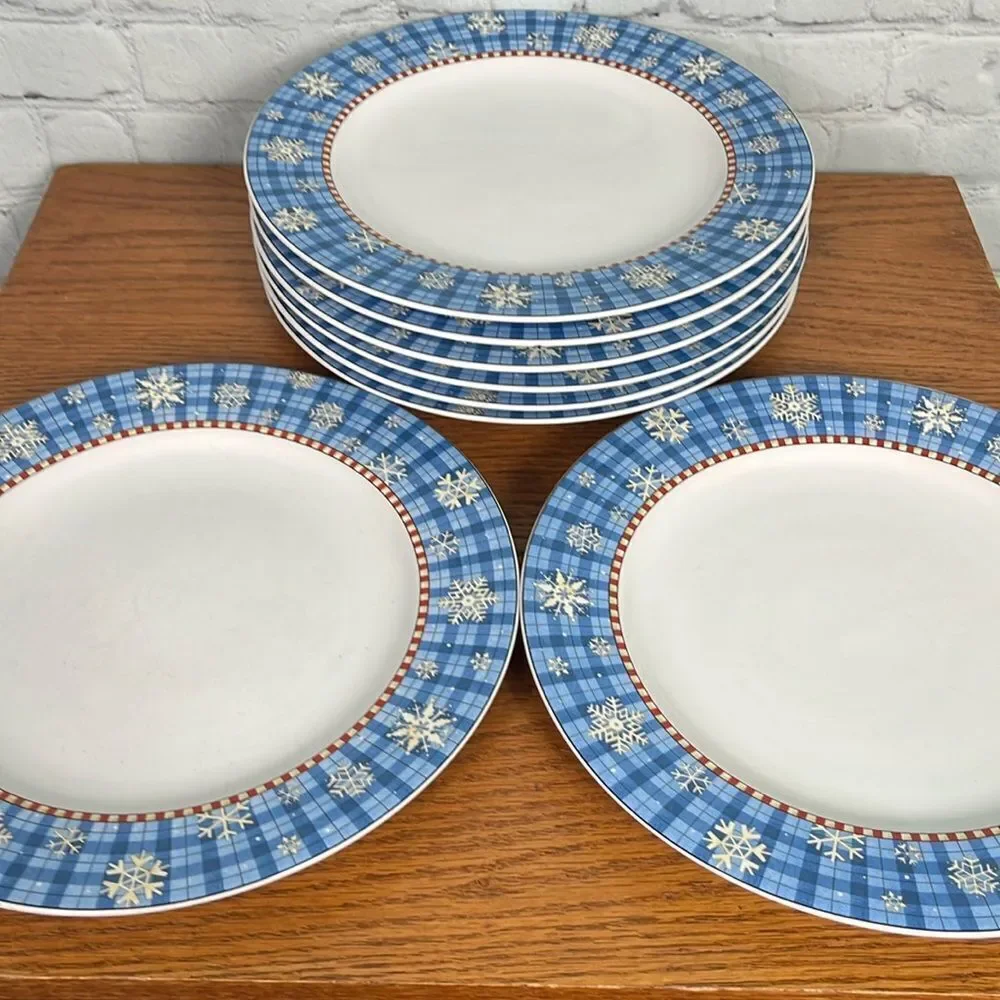 Set D-  Snowflake dinner plates set of 2 by Sakura Debbie Mumm 11”